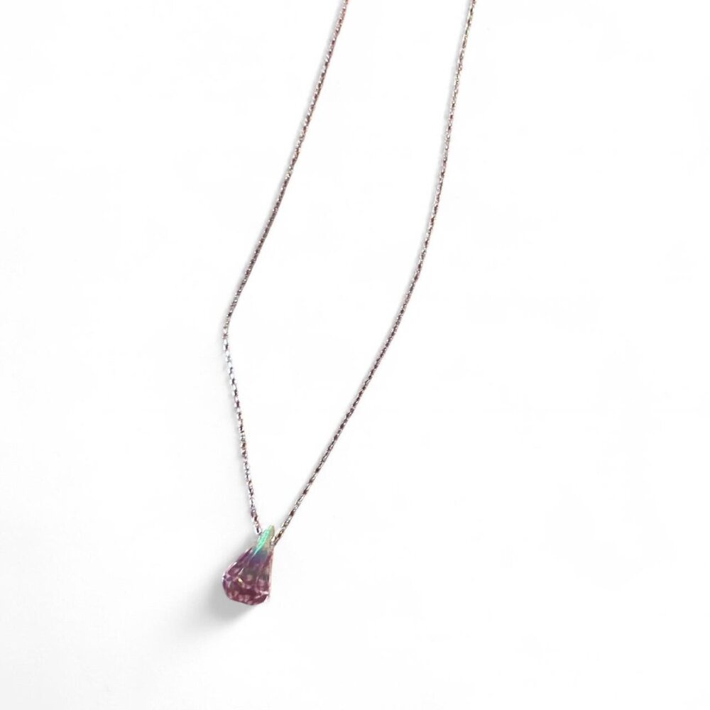 Iridescent holographic crystal stainless steel necklace